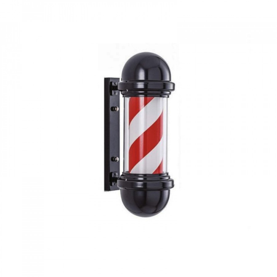 Barber Pole Insegna da Barbiere Black con Luce e Rotazione Small