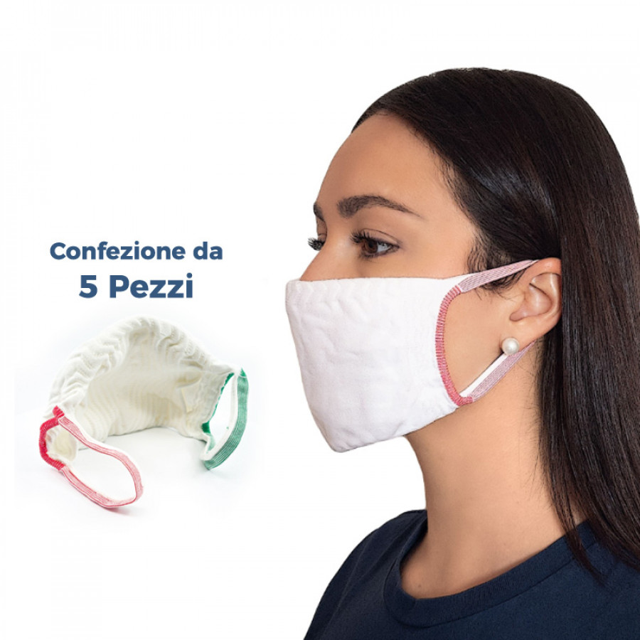 (Set da 5 Pezzi) - Mascherine Filtranti Protettive Lavabili Riutilizzabili