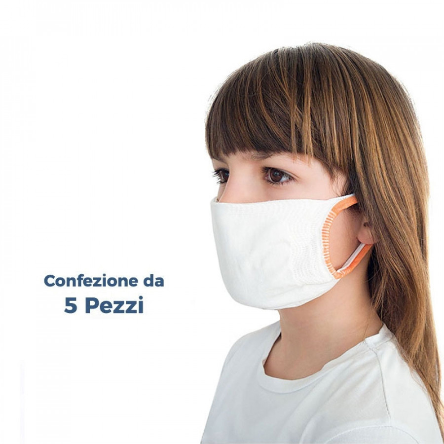 (Set da 5 Pezzi) - Mascherine per BIMBO Filtranti Protettive Lavabili Riutilizzabili