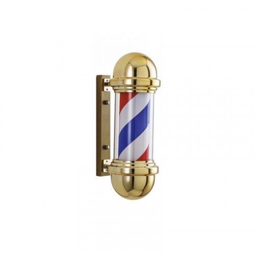 Barber Pole Insegna da Barbiere Gold con Luce e Rotazione Small
