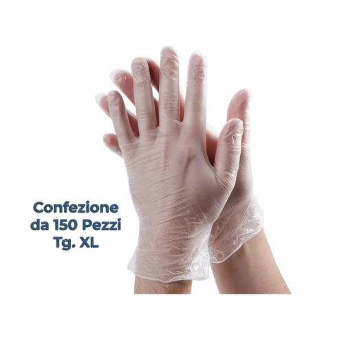 Guanti Monouso in Vinile Senza Polvere Tg. XL - 150 pz. - IVA 5%