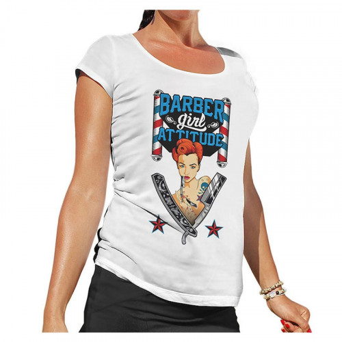 Hey Joe! - T-Shirt Barber Girl Attitude White